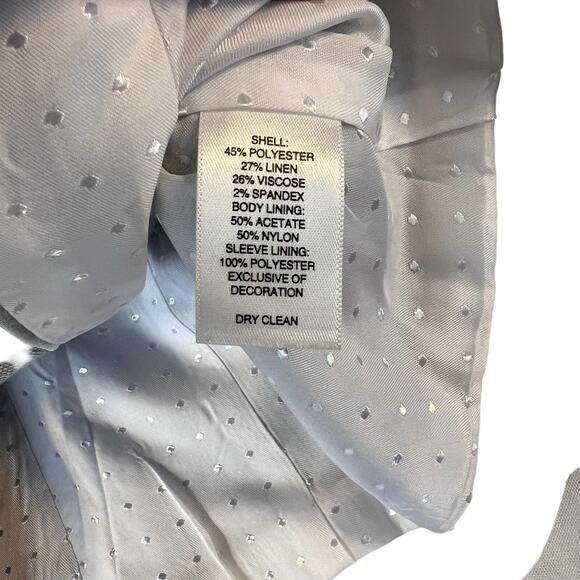 White House Black Market Gray Linen-Blend Ruffle Front Blazer Size 8 - Picture 11 of 11